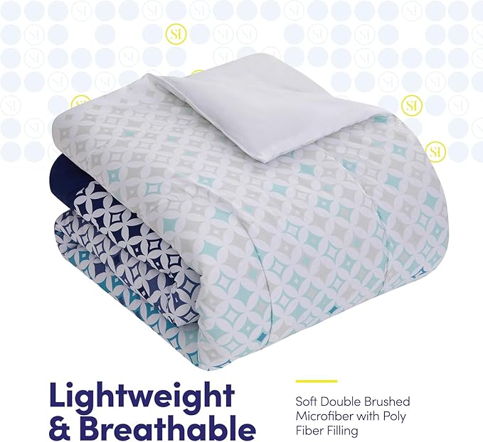 Sweet Home Collection 7 Piece Comforter Set Bag Solid Color All Season Soft Down Alternative Blanket & Luxurious Microfiber Bed Sheets, Genova, Full