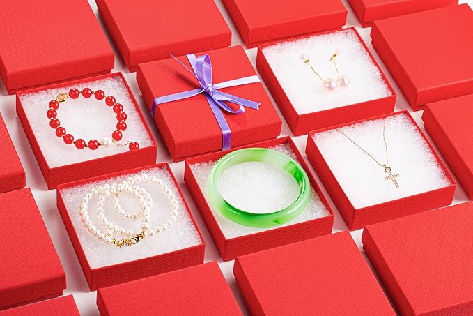 GEFTOL Jewelry Gift Boxes 96 Pack 3.5x3.5x1 Inch Cardboard Jewelry Boxes,Small Gift Boxes for Jewelry Earrings Necklaces Handmade Bangles Bracelets(Red) - Image 7
