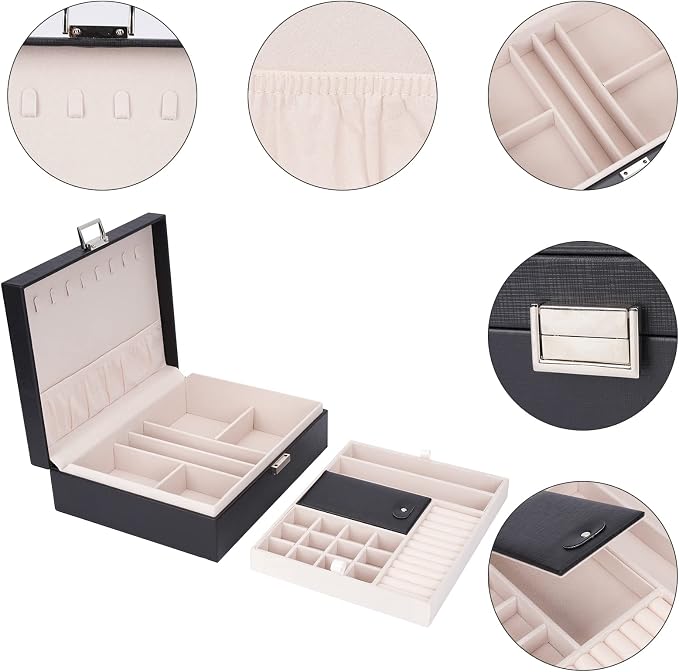 Jewelry Box Organizer, Travel Jewelry Storage Boxes Necklace Holders Display Tray Storage Case(BLACK) ¡­ - Image 3