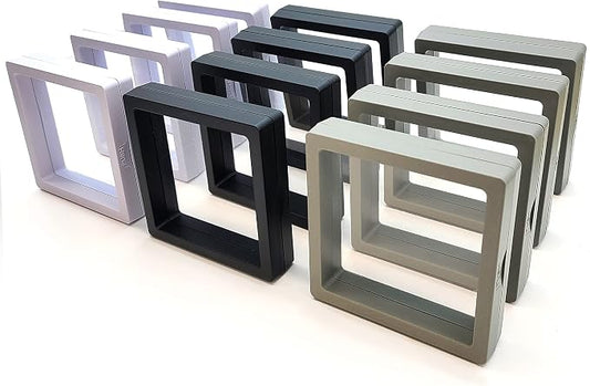 12PCS 3D Floating Frame Display Stand, Jewelry Box, Gift Box, Ornament Organizer, Small Travel Jewelry Box, PE Film Anti-Oxidation, Suspended Display Box Stackable (3.54*3.54???Type 1) by Unknown