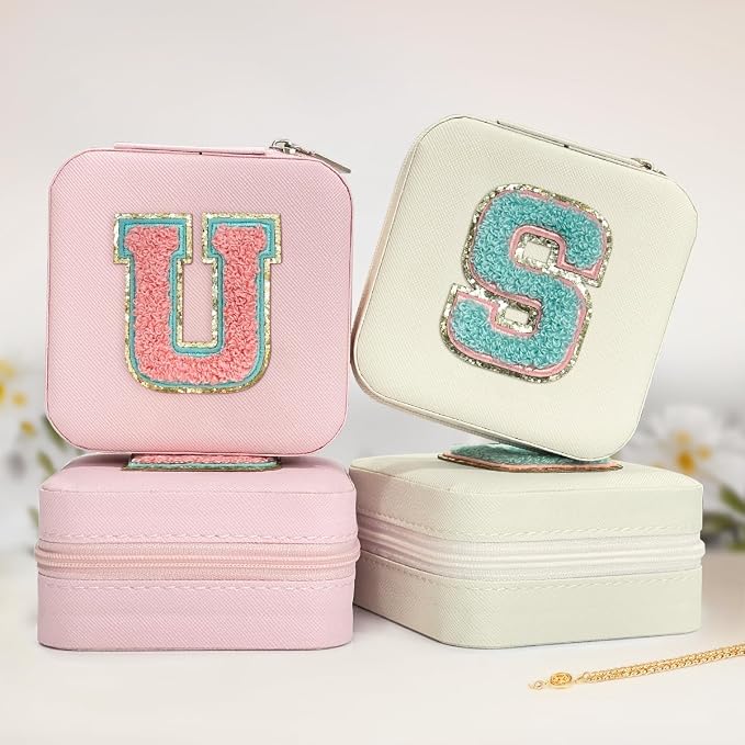 SANDJEST Personalized Jewelry Box, White Travel Jewelry Box with Initial S, Small Monogrammed Jewelry Case Organizer for Girls Women Teen Kids, Mini Travel Essentials Gifts for Birthday Christmas - Image 6