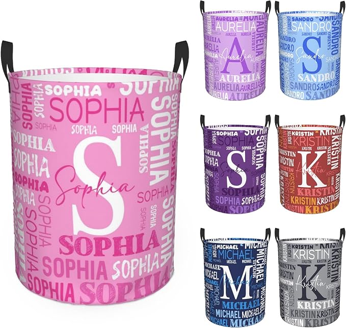 Custom Name Laundry Hamper, Personalized Laundry Basket with Name for Baby Boys Girls, Customized Collapsible Dirty Clothes Hamper Storage with Handles for Bedroom Bathroom Dorm Room Decor by Ownxhbc