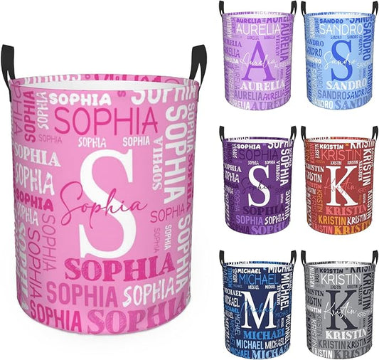 Custom Name Laundry Hamper, Personalized Laundry Basket with Name for Baby Boys Girls, Customized Collapsible Dirty Clothes Hamper Storage with Handles for Bedroom Bathroom Dorm Room Decor by Ownxhbc