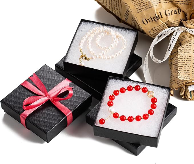 GEFTOL Jewelry Gift Boxes 40 Pack 3.5x3.5x1 Inch Cardboard Jewelry Boxes,Small Gift Boxes for Jewelry Earrings Necklaces Handmade Bangles Bracelets(Black) - Image 4