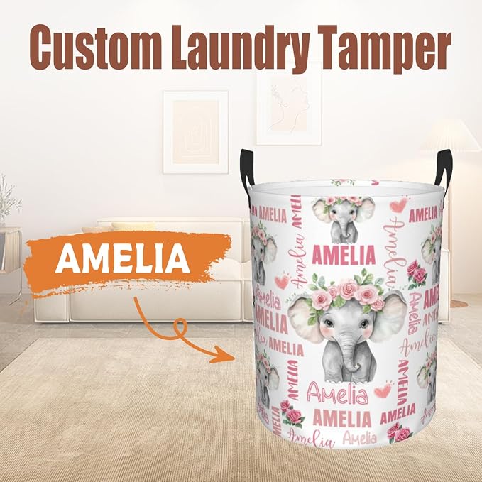 Custom Name Laundry Hamper, Personalized Laundry Basket with Name for Baby Boys Girls, Customized Collapsible Dirty Clothes Hamper Storage with Handles for Bedroom Bathroom Dorm Room Decor - Image 2