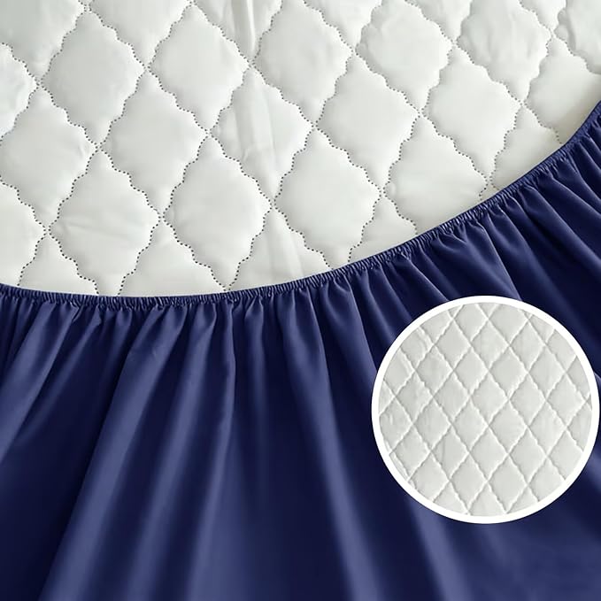 Shatex Full Size Mattress Pad - Breathable Quilted Mattress Topper Protector with 8-16 Inches Deep Pocket, Machine Washable (54x75inch,Navy)