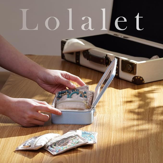 Lolalet 8 in 1 Travel Jewelry Case with Velvet Pouches, Clear Window Travel Jewelry Organizer Bags for Earrings, Bracelets, Necklaces and Rings, Compact Jewelry Storage for Women Girls -Blue, 7PCS - Image 2