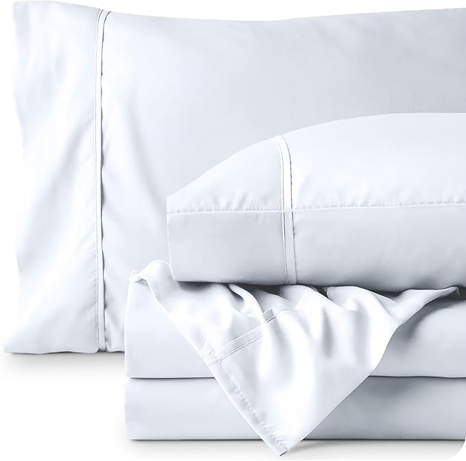 Bare Home Twin Sheet Set - 1800 Ultra-Soft Microfiber Twin Bed Sheets - Double Brushed - Deep Pockets - Easy Fit - 3 Piece Set - Bedding Sheets & Pillowcases (Twin, White)