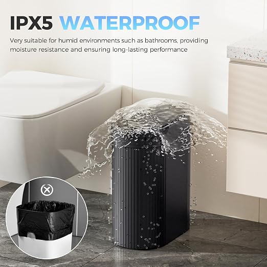 jinligogo 2 Pack 5 Gallon Bathroom Trash Can with Lid, Automatic Motion Sensor Black Trash Can, Touchless Slim Waterproof Garbage Bin for Kitchen, Bedroom, Office, and Bathroom - Image 4