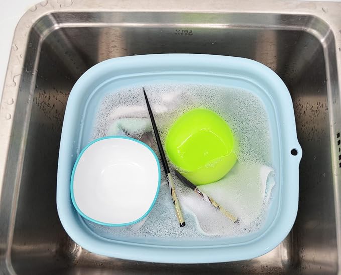 SAMMART 7.7L (2 Gallon) Collapsible Tub - Foldable Dish Tub - Portable Washing Basin - Space Saving Plastic Washtub (Sea Angel, S) - Image 7