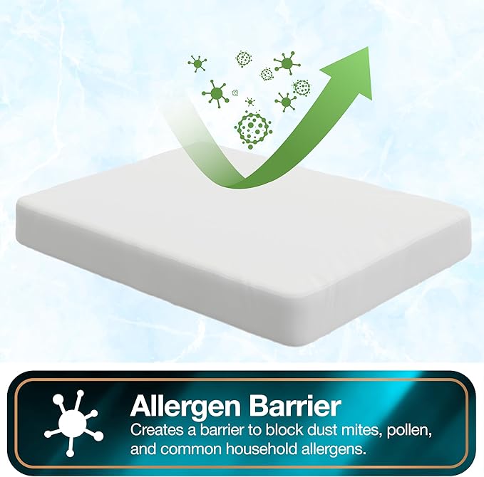 All-in-One Cool Chill Queen Size Waterproof Mattress Protector with 15" Elastic Deep Pocket, Soft and Breathable Cooling Mattress Protector, 60" x 80", White