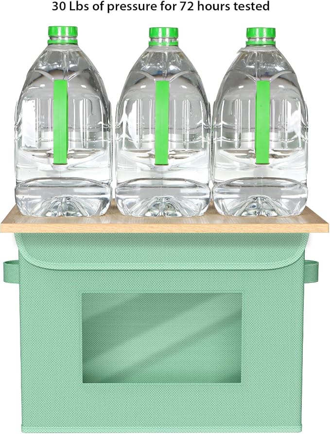 Univivi Collapsible Stackable Storage Bins with Lids [4-Pack] Foldable Fabric Closet Organizer Basket, Closet Organizers and Storage Cube Storage Bin for Home, Office, Bedroom (Green) - Image 3
