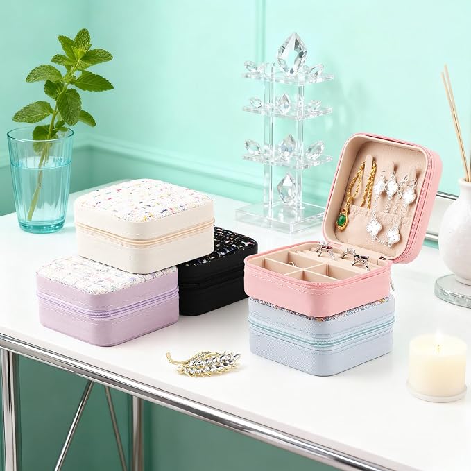 Travel Essentials: Stylish Portable Mini jewelry box, Travel jewelry organizer, Travel jewelry case. Portable jewelry case for travel. Thank you gifts for women, Birthday gifts for girls. (black) - Image 6