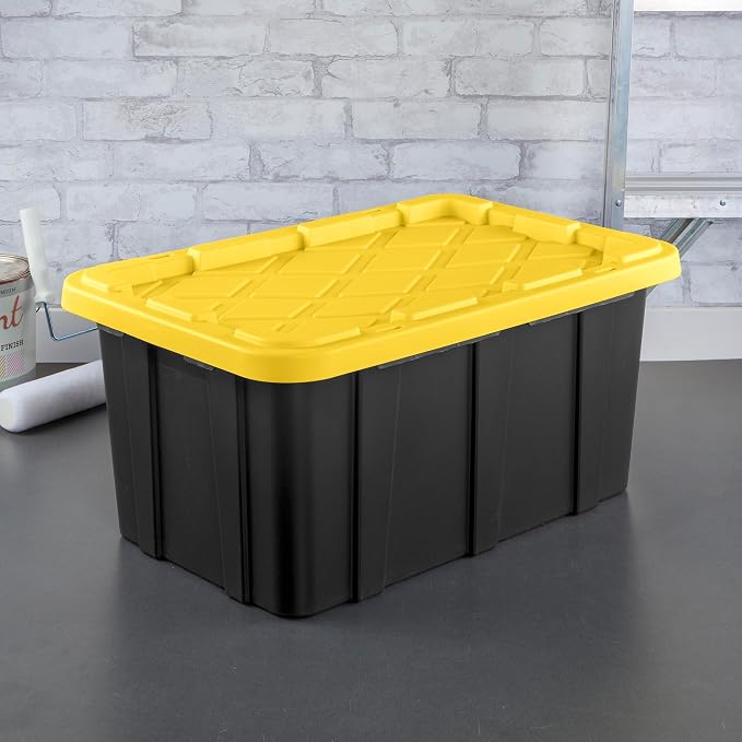 Sterilite 6-Pack Industrial Tote, Plastic Storage Container Bins with Lids, 17 Gallon - Heavy-Duty Organizing Containers for Closet, Bathroom & Office, Stackable Transport Boxes with Secure Handles - Image 4