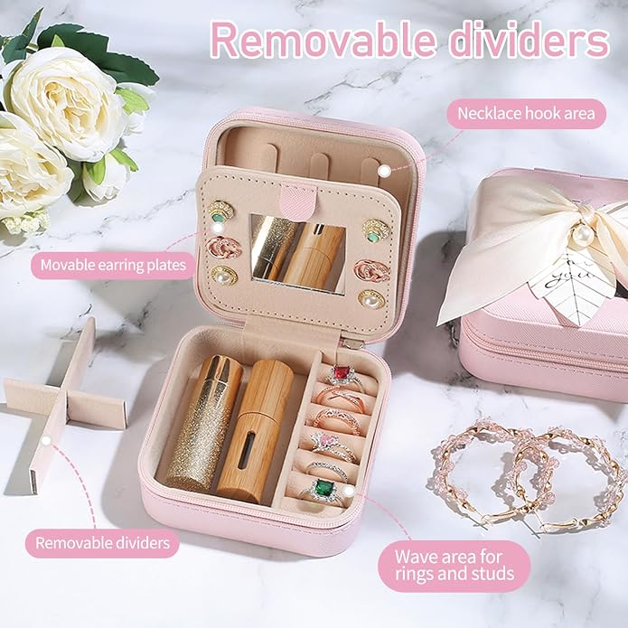 AYGXU Travel Jewelry Box for Women and Girls - Small Case With Initial A-Z - Teacher Gifts - Image 4