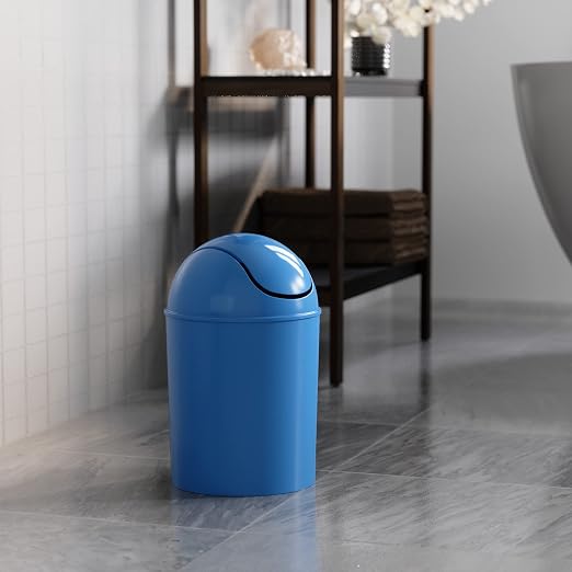 Umbra 1.25 Gallon Mini Waste Can with Removable Swing-Top Lid - Small Garbage Bin for Kitchen, Bathroom, Bedroom, Office - Compact Trash Can Fit Under Tables & Counters - Sky Blue - Image 4