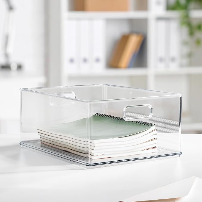 iDesign Recycled Plastic Stackable Storage Bin with Handles - Clear - Image 6
