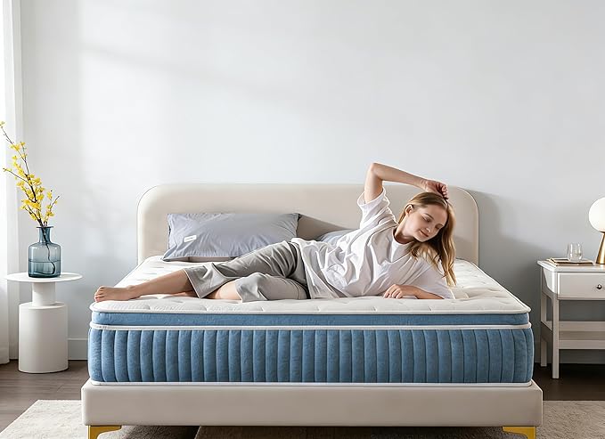Queen Mattress - 12 inch Hybrid Mattress Queen Size in a Box, Memory Foam Mattress with Pocket Springs, Medium Firm, Pressure Relief & Motion Isolation, CertiPUR US Certified, 100 Nights Trial