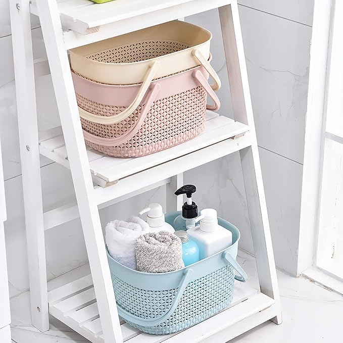 rejomiik Portable Shower Caddy Basket, Plastic Organizer Storage Tote with Handles Toiletry Bag Bin Box for Bathroom, College Dorm Room Essentials, Kitchen, Camp, Gym, Pink - Image 5
