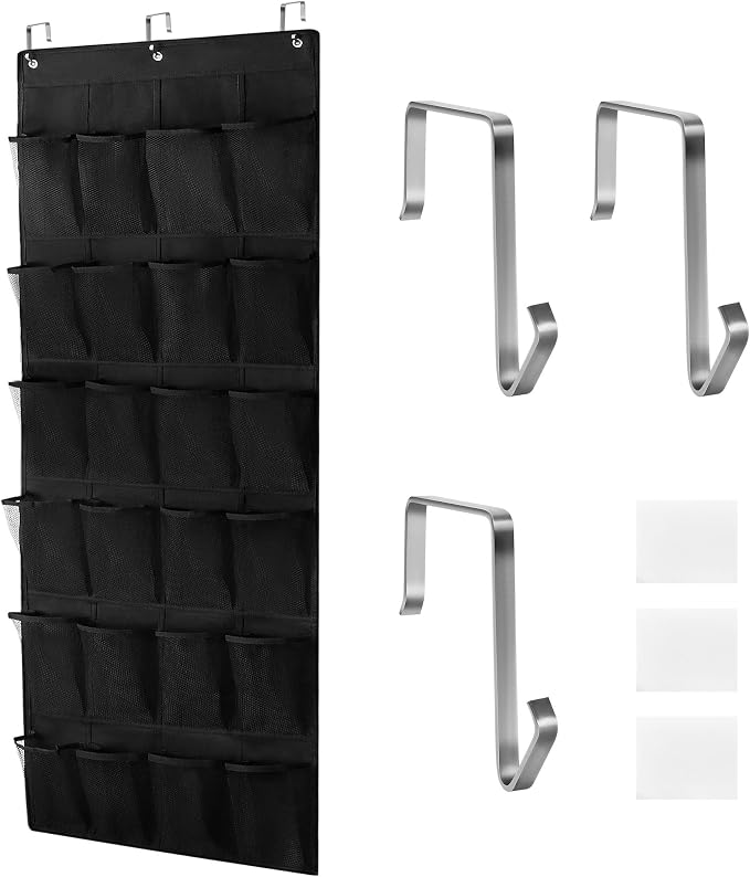 24 Large Pockets Upgraded Over the Door Shoe Organizer, Enhanced Hanging Solution Holder Closets, Shoe Cabinets for Everyone by Unknown