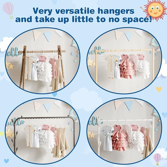 GoodtoU Baby Hangers 60Pack White Baby Clothes Hangers Bulk Kids Plastic Hangers Toddler/Infant Hangers for Closet - Image 4