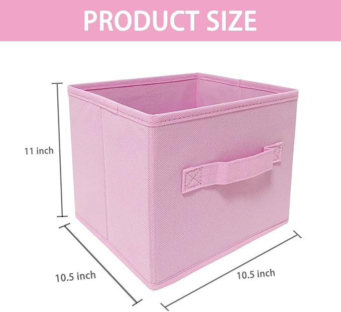 EBIGIC Storage bins collapsible storage bins,cube storage organizer （Pack of 3） 10.5 * 10.5 * 11 inch,For home and office Collapsible Closet Shelf Organizers, Drawer Organizers(Pink) - Image 2