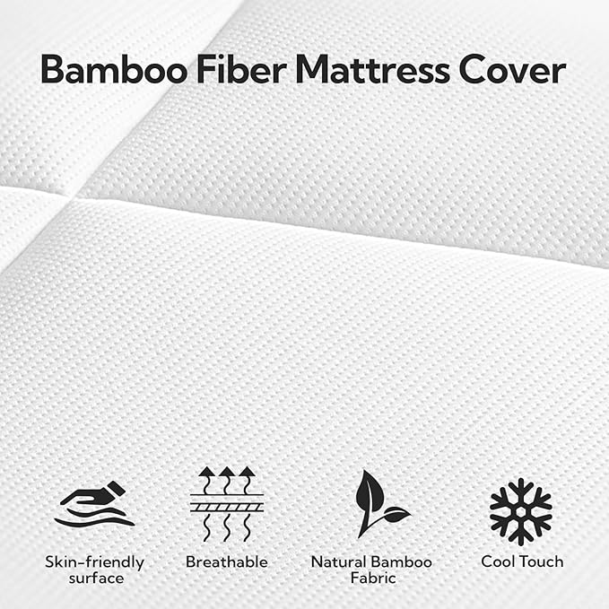 Maxzzz Twin Mattress Pad, Cooling Memory Foam Mattress Topper, Pillow Top Mattress Protector for 8-23'' Mattresses, White
