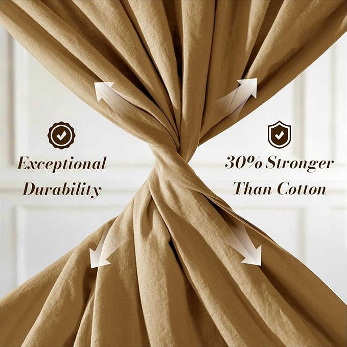 SONORO KATE 100% French Pure Linen Sheets, Breathable and Durable Linen Full Size Sheets, Anti-Tear Linen Bed Sheets, Machine Washable, 16 Inch Deep Pocket - 4 Piece (Rust, Full)