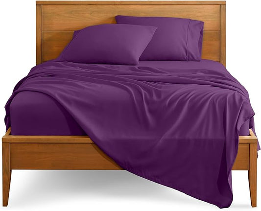 Bare Home Twin XL Sheet Set - 1800 Ultra-Soft Microfiber Twin Extra Long Bed Sheets - Double Brushed - Deep Pockets - Easy Fit - 3 Piece Set - Bedding Sheets & Pillowcases (Twin XL, Plum)