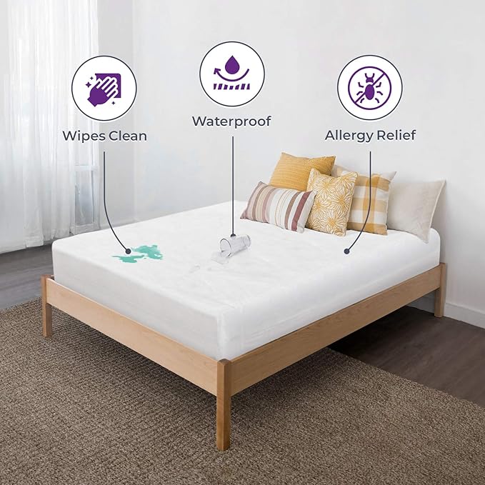 BLISSFORD Plastic Mattress Protector Zippered (36"x75"), Waterproof Vinyl Mattress Cover, Heavy Duty Noiseless Mattress Encasement
