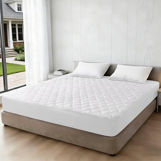 Shatex Full Size Mattress Pad - Breathable Quilted Mattress Topper Protector with 8-16 Inches Deep Pocket, Machine Washable (54x75inch,White)