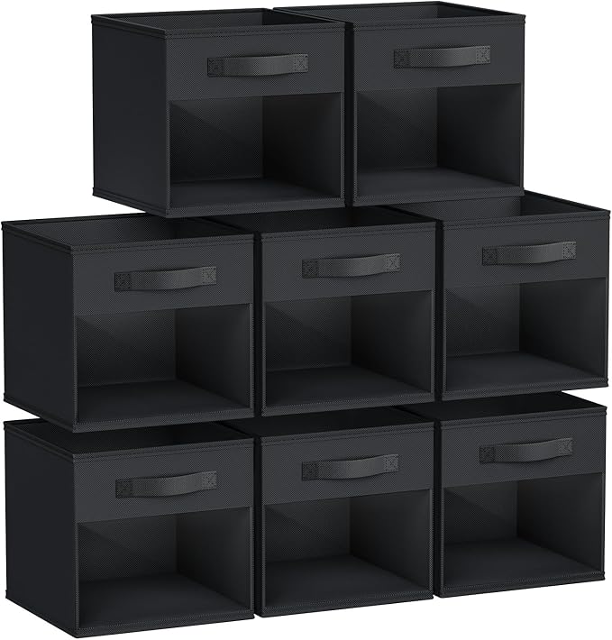 DIMJ 8 Pack Foldable Storage Cubes with Window, Closet Storage Bins with Handle, 11x11 inch Storage Cubes for Clothes, Toys, Books by DiMJ