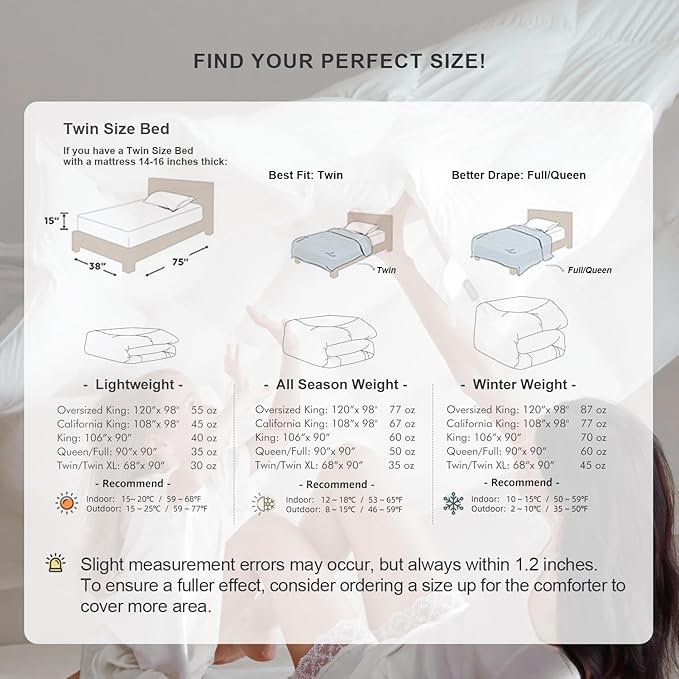Royoliving Premium Feathers Down Duvet Insert Comforter Twin Size Heavyweight Thickened Winter White 100% Cotton Cover with Corner Tabs (68x90, 45 oz)