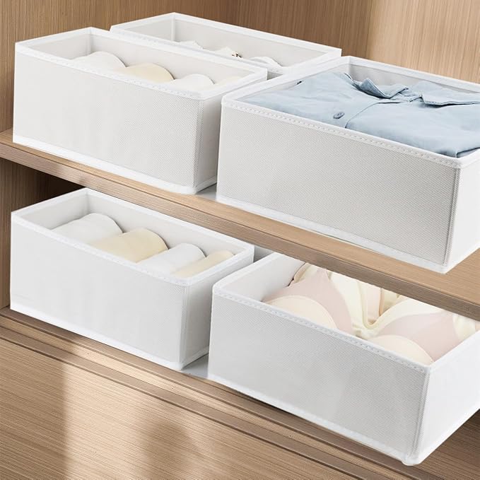 Fordonral 12 Pack Drawer Organizer Clothes, Foldable Fabric Dresser Organizer Closet Organizers and Storage Box for Underwear,Folded Clothes,Baby Clothing,Socks,Bra,Towels,Ties(12 Pack,White) - Image 4