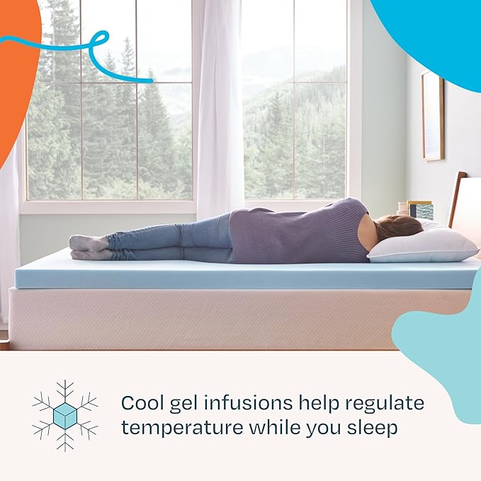 Linenspa Memory Foam Mattress Topper, California King Size - 3 Inch Gel Infused Memory Foam - Plush Feel - Cooling and Pressure Relieving - CertiPUR Certified