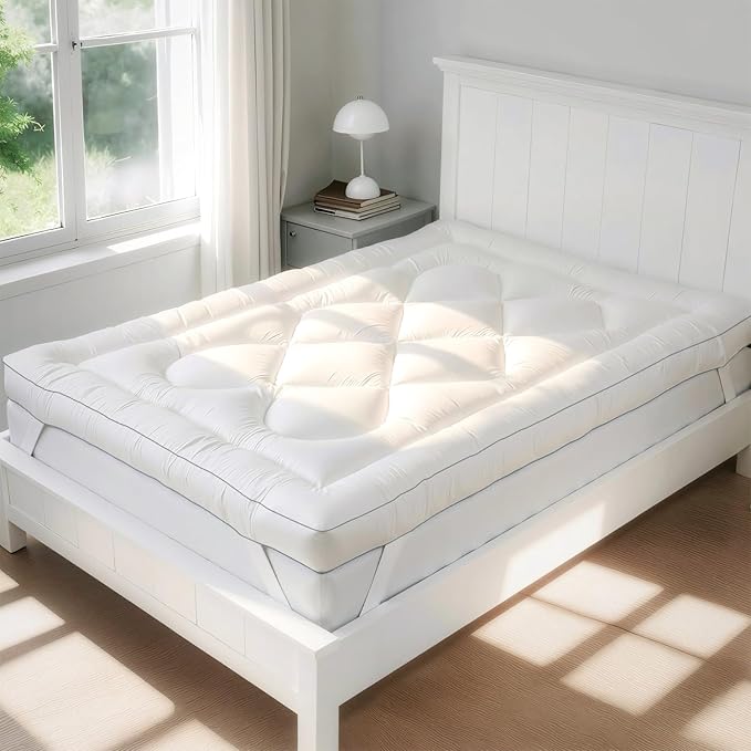 5 Inch Memory Foam Mattress Topper Queen, 2000GSM Shredded Memory Foam Pillow Top, Back Pain Relief & Plush Support, Extra Thick & Breathable, Master Bedroom Favorite