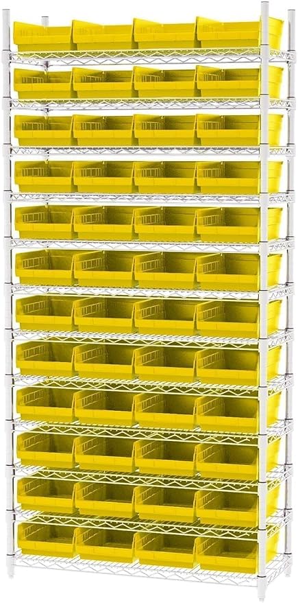 Akro-Mils 30150 Plastic Shelf Bins, Heavy Duty Storage Bins for Garage, Closet, and Drawer Organization, 12" x 8" x 4", Yellow, 12-Pack - Image 6