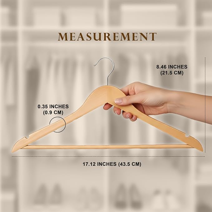 Utopia Home Premium Wooden Hangers 80 Pack - Durable & Slim Coat Hanger - Suit Hangers with 360-Degree Rotatable Hook - Wood Hangers with Shoulder Grooves (Natural Color) - Image 2