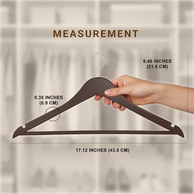 Utopia Home Premium Wooden Hangers 30 Pack - Durable & Slim Coat Hanger - Suit Hanger with 360-Degree Rotatable Hook - Wood Hangers with Shoulder Grooves (Brown) - Image 2
