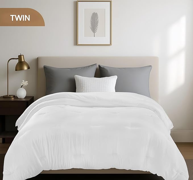 Utopia Bedding Comforters Twin Size, All Season Duvet Insert, Down Alternative Twin Comforter with Corner Tabs, Machine Washable Bed Comforter 64 x 88 Inches (White)