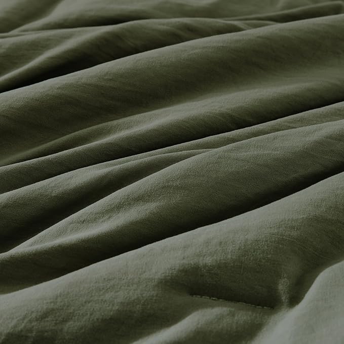 WRENSONGE California King Size Comforter Sets, 7 Pieces Olive Green Bed in a Bag with Fitted Sheet, Flat Sheet, 2 Pillow Shams, 2 Pillowcases, Warm Bedding Sets for All Season