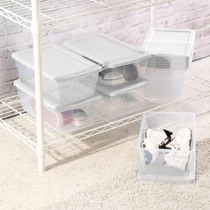Sterilite 48-Pack 6 Quart Storage Box, Stackable Clear Plastic Bins with Snap-On Lids – Heavy-Duty Organizing Containers for Closet, Bathroom & Office - Image 4