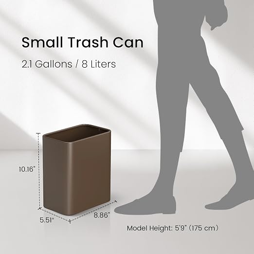 Cesun Small Bathroom Trash Can, 2.1 Gallons, Open-Top, Brown Metal, Stainless Steel, Modern, Ideal for Bathroom, Bedroom, Home Office,Toilet, Rv,Near Desk, Under Sink - Image 8