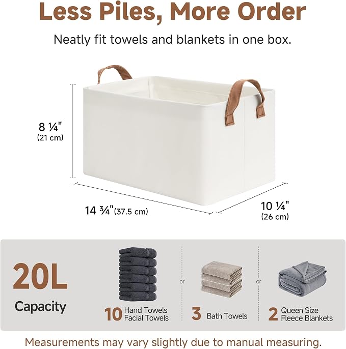 StorageWorks Storage Bins, Fabric Storage Bins for Shelves, Storage Baskets with Metal Frame, Closet Baskets and Bins with Handles, Beige, 2-Pack - Image 6