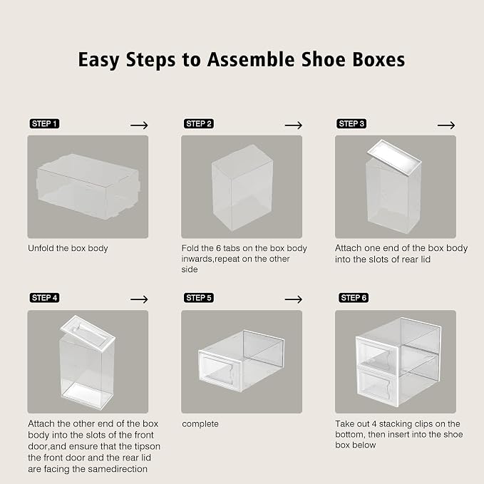 SEE SPRING X-Large Shoe Storage Box Fit Size 11, Clear Plastic Stackable Shoe Organizer for Closet, Space Saving Foldable Shoe Rack Sneaker Container Bin Holder, 12 Pack Clear - Image 8