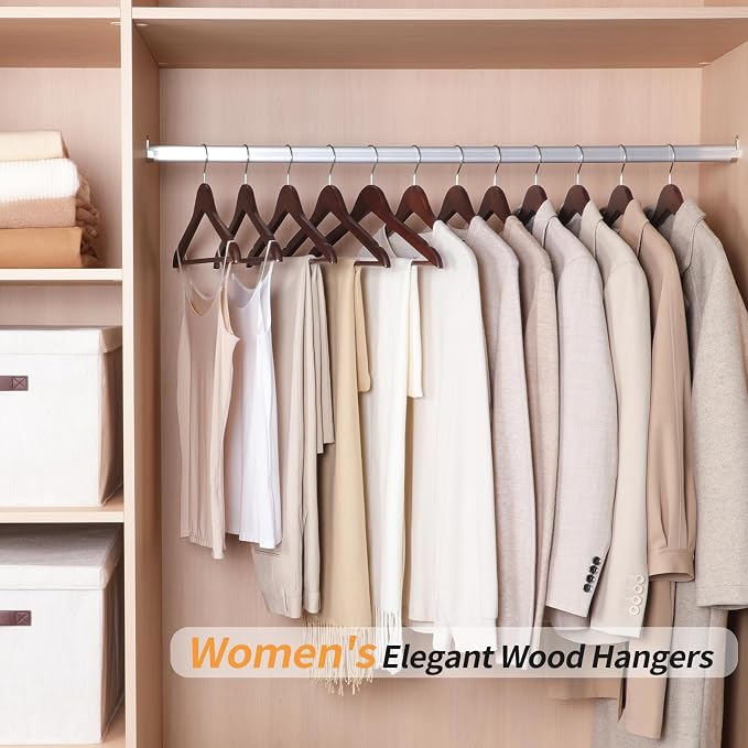 Amazon Basics Wood Suit Clothes Hangers for Closet Organizer, Cherry, 30-Pack - Image 5