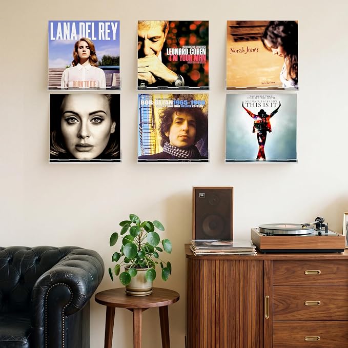 Optish 12 Pack Vinyl Wall Mount Shelf, 12" Vinyl Record Holder, Clear Record Shelf Display and Storage, Acrylic Shelves for Wall, Nursery, Living Room, Bedroom - Image 5
