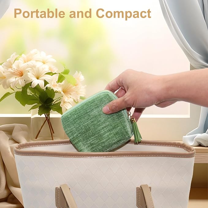 Small Travel Jewelry Case, Mini Jewelry Box, Purse Organizer Pouches for Travel and Everyday Jewelry Organizer Storage (Grass Green) - Image 3