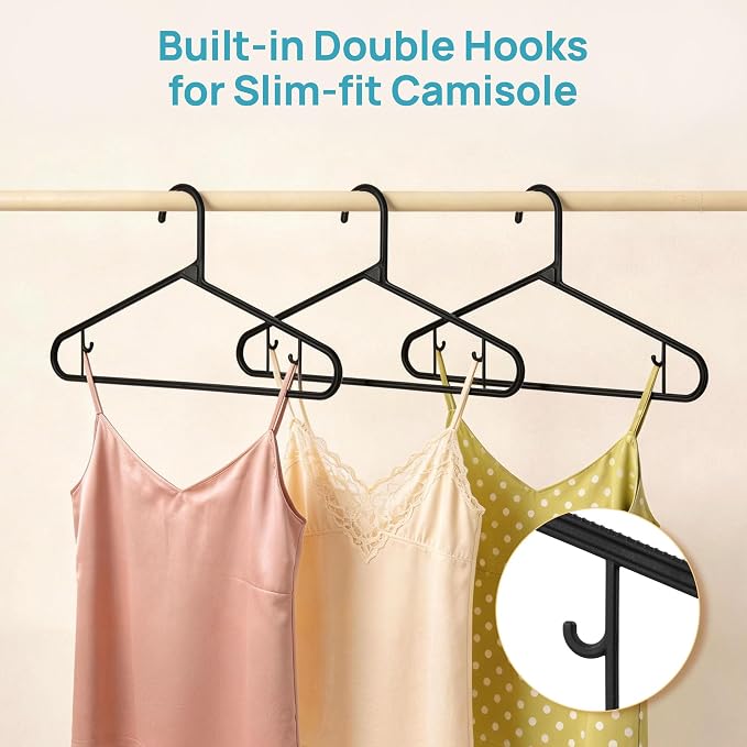 Vtopmart 20 Pack Plastic Clothes Hangers, 16.7in Standard StackFit Hangers for T-Shirt, Coats, Jackets, Sweaters, Non-Slip Slim Hanger with Hooks, Space-Saving in Closet, Durable Clothes Organizers - Image 5