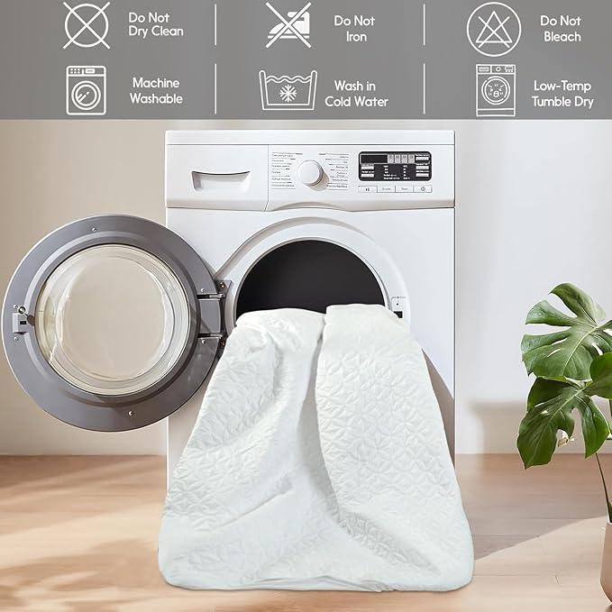 Quilted Mattress Protector Waterproof Mattress Pad, Breathable, Noiseless, Washable Mattress Cover (White, Full)